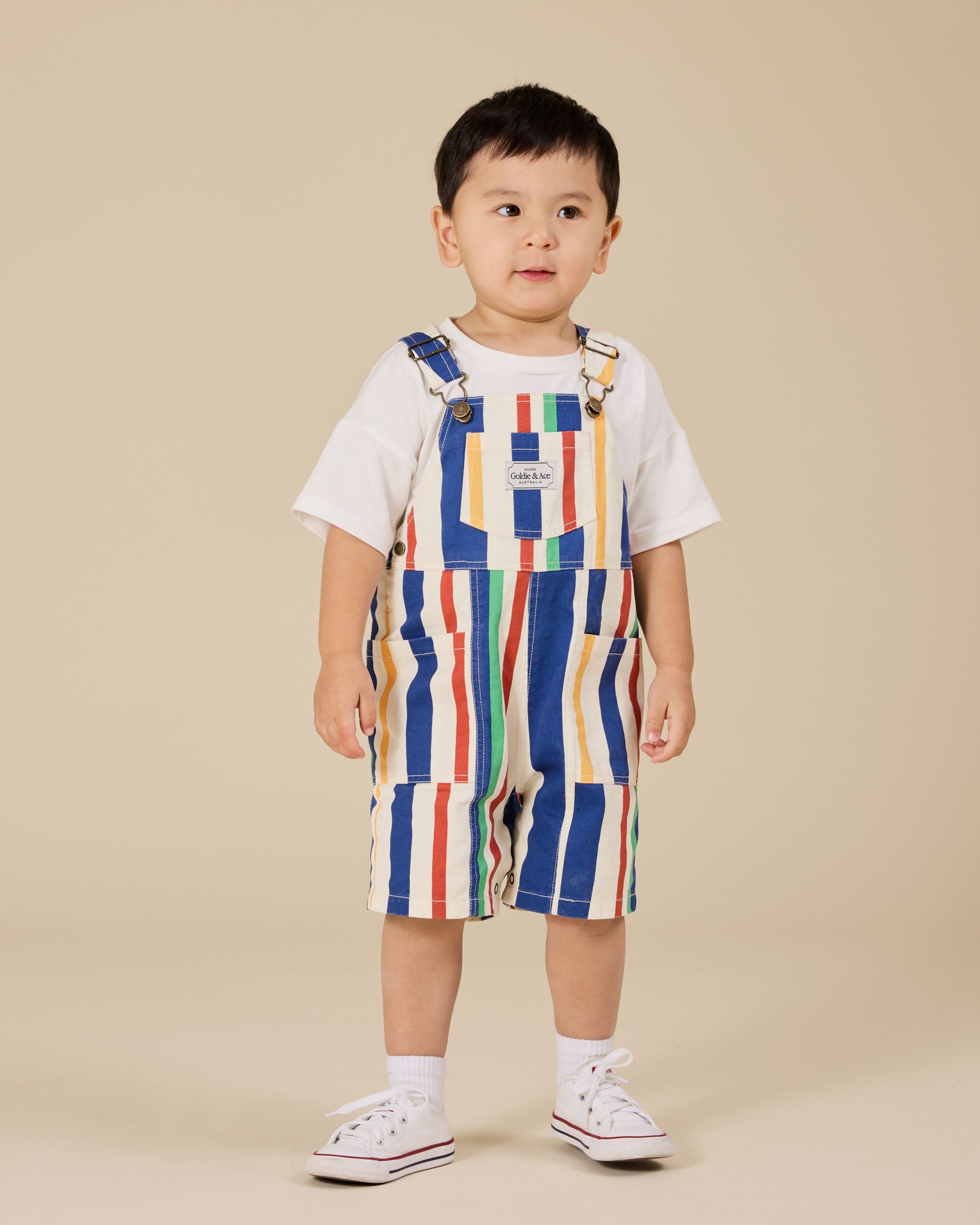 Goldie + Ace - 90's Bold Stripe James Denim Pocket Overalls