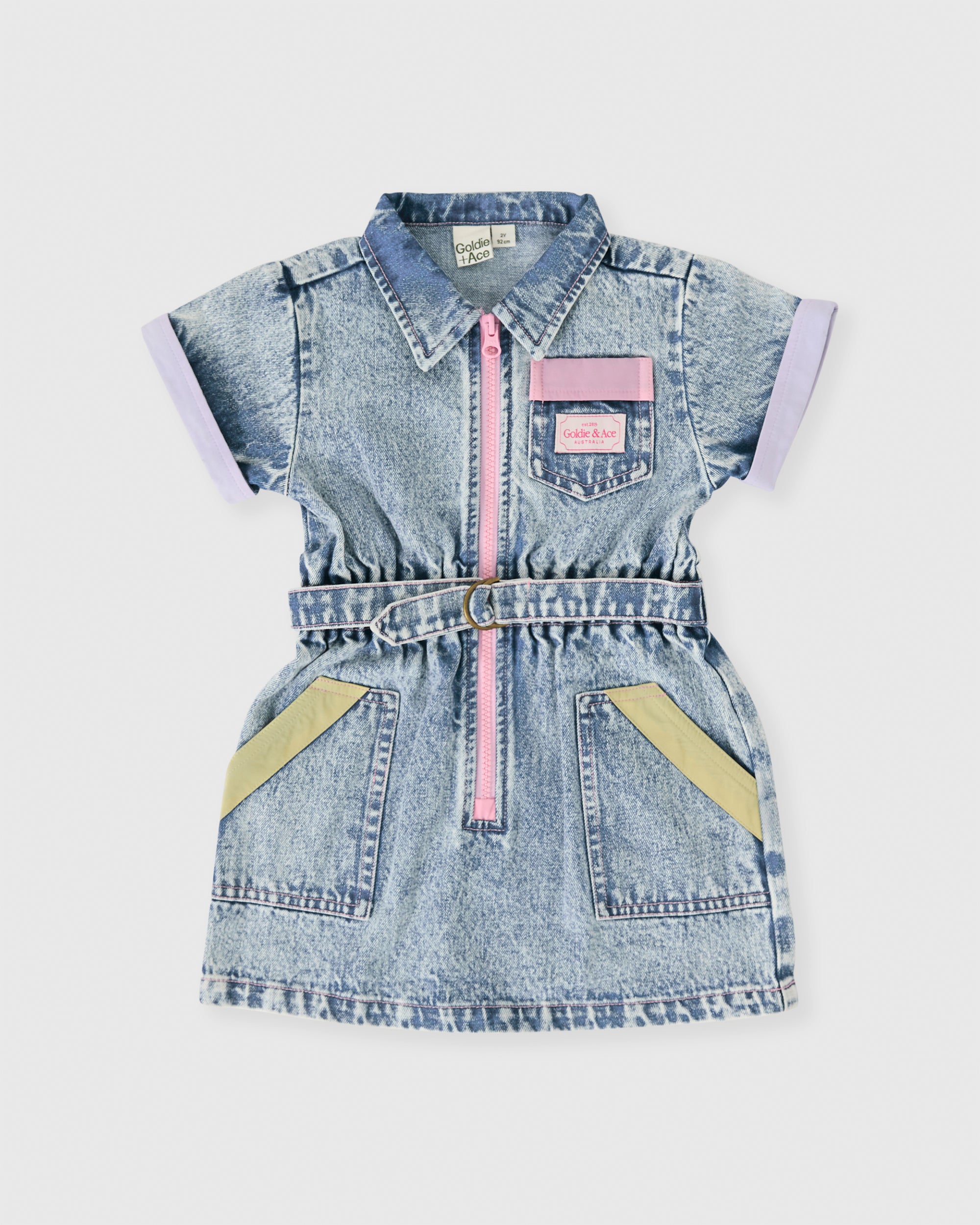 Goldie + Ace - Pastel Pop Piper Denim Belted Dress