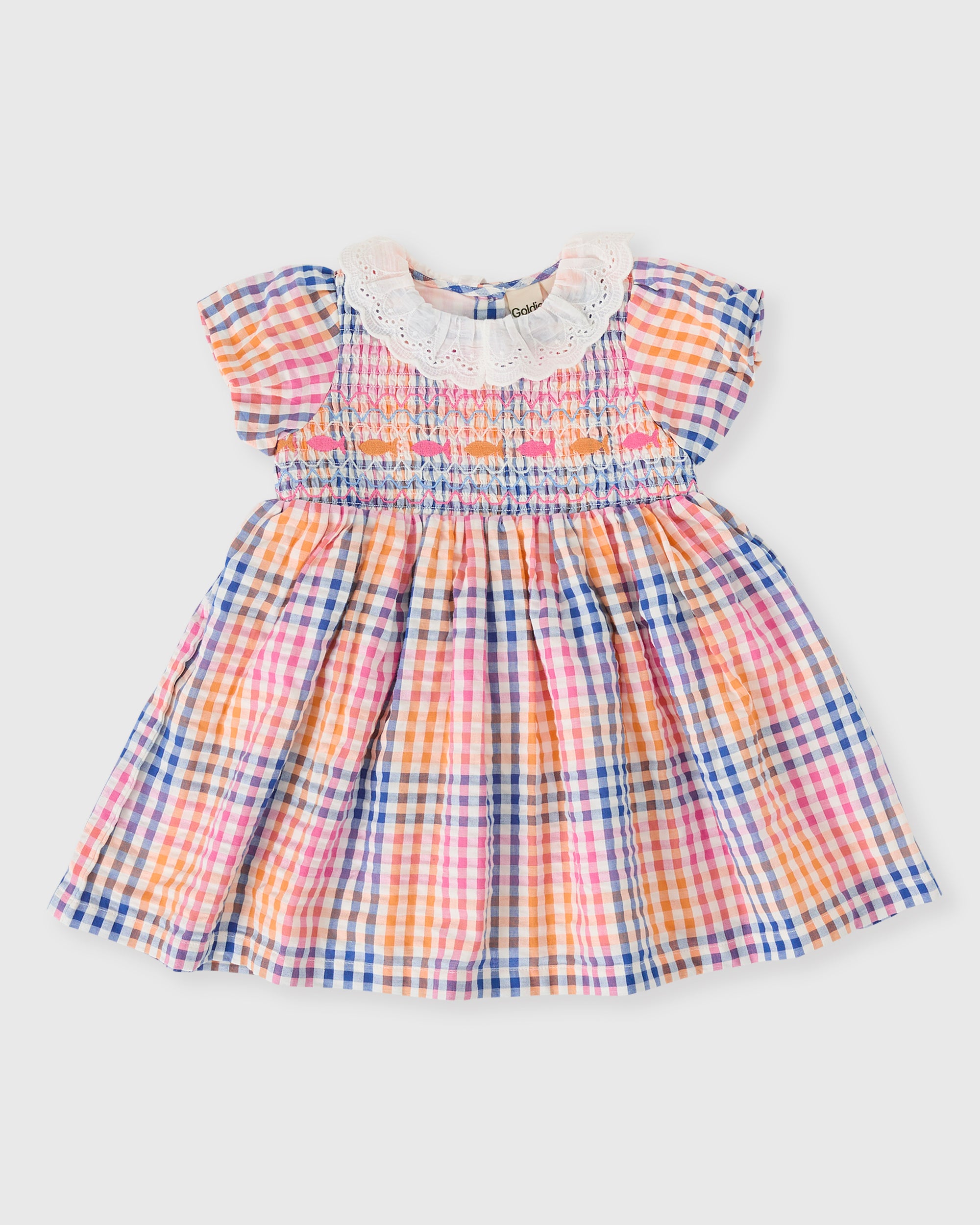 Goldie + Ace - Rainbow Gingham Flo Smocked Dress