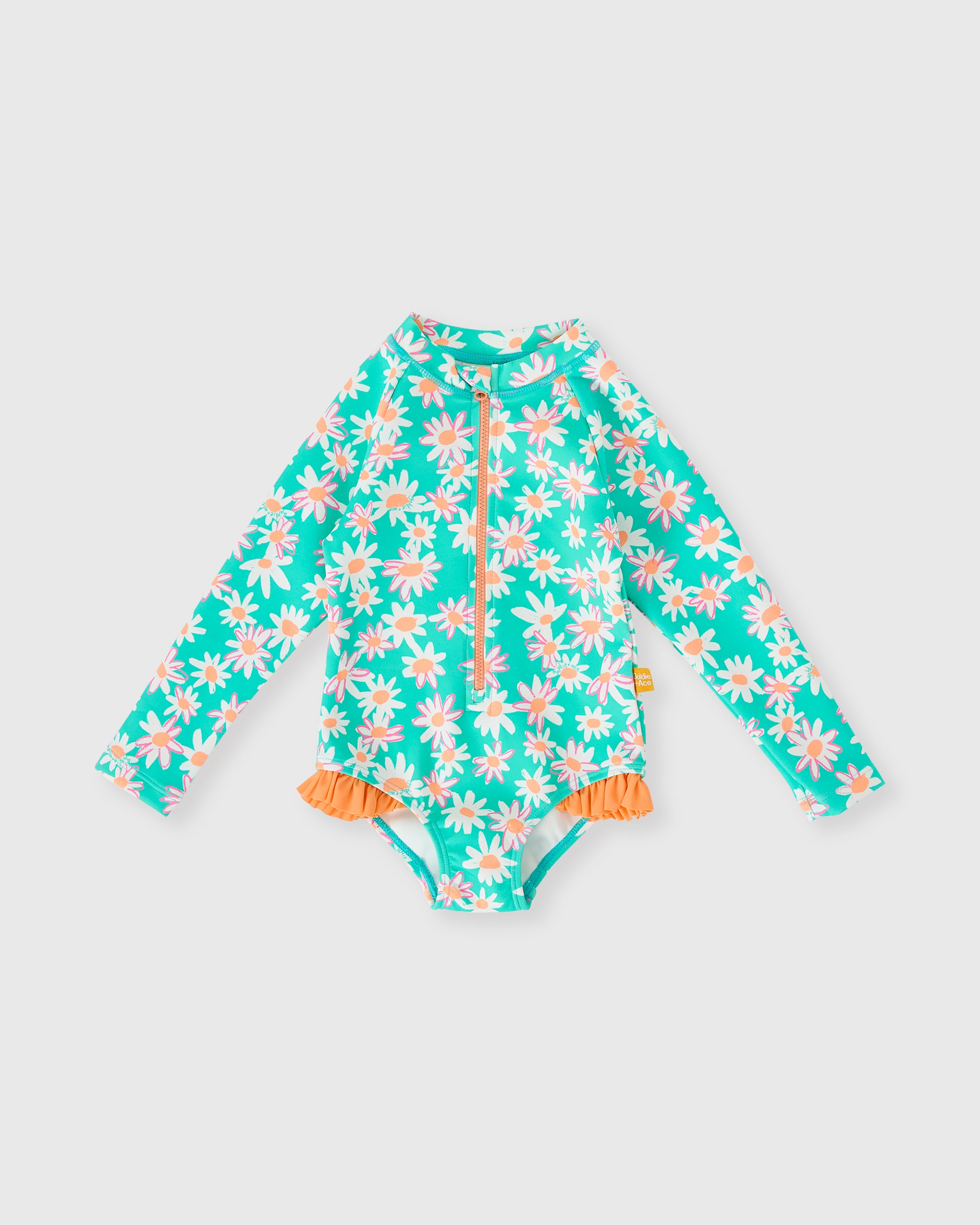 Goldie + Ace - Daisy Patch Long Sleeve Frill Swimsuit