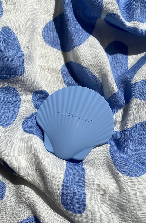 Seashell Silicone Baby Teether Toy Blue