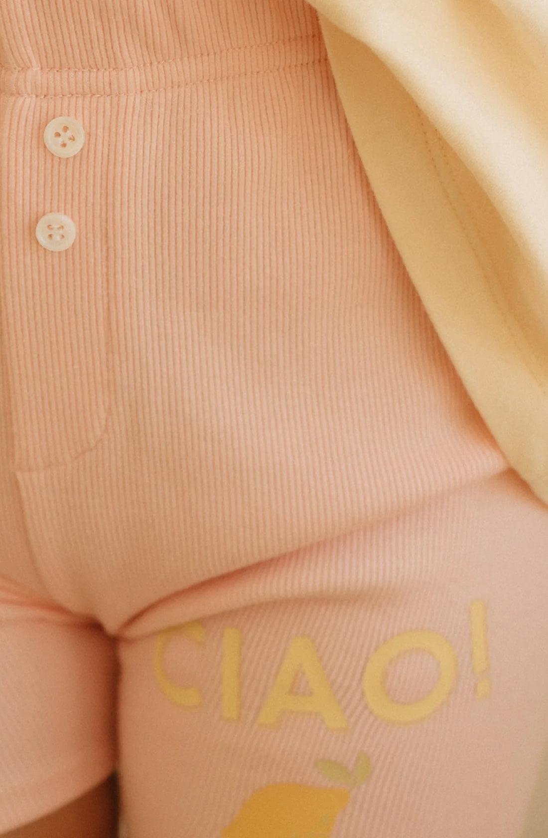 Close up of rib fabrication and ciao print