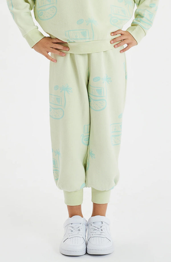 Close up of pool house print track pant