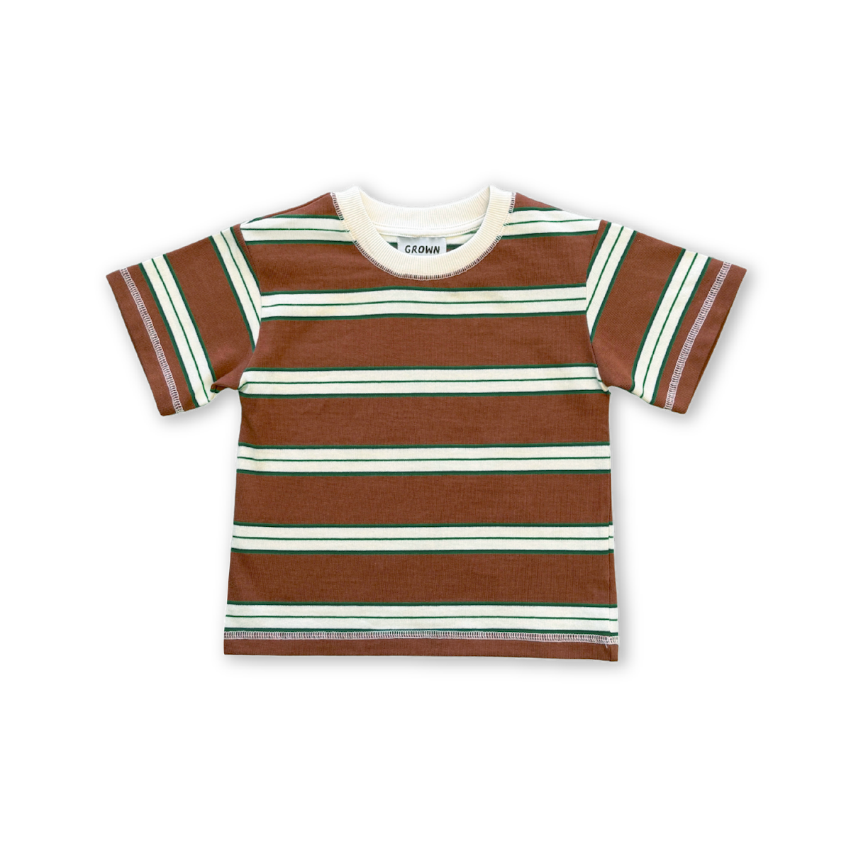 Grown - Cotton Sports Stripe Tee Acorn