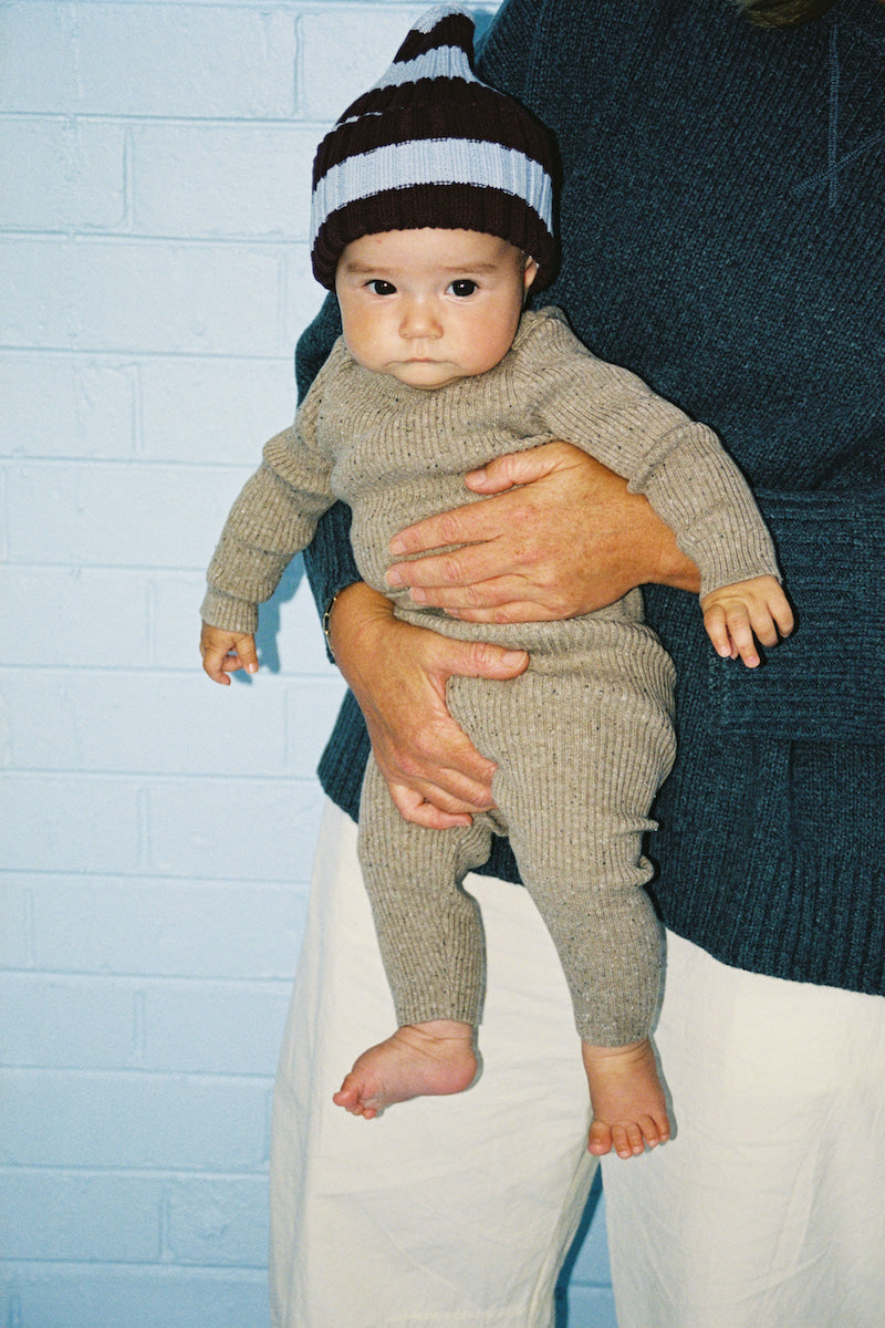 Grown - Organic Speckle Essential Knit Leggings Oatmilk