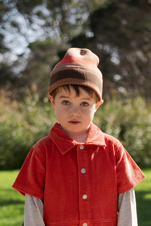 Grown - Organic Striped Pixie Knit Beanie Earth