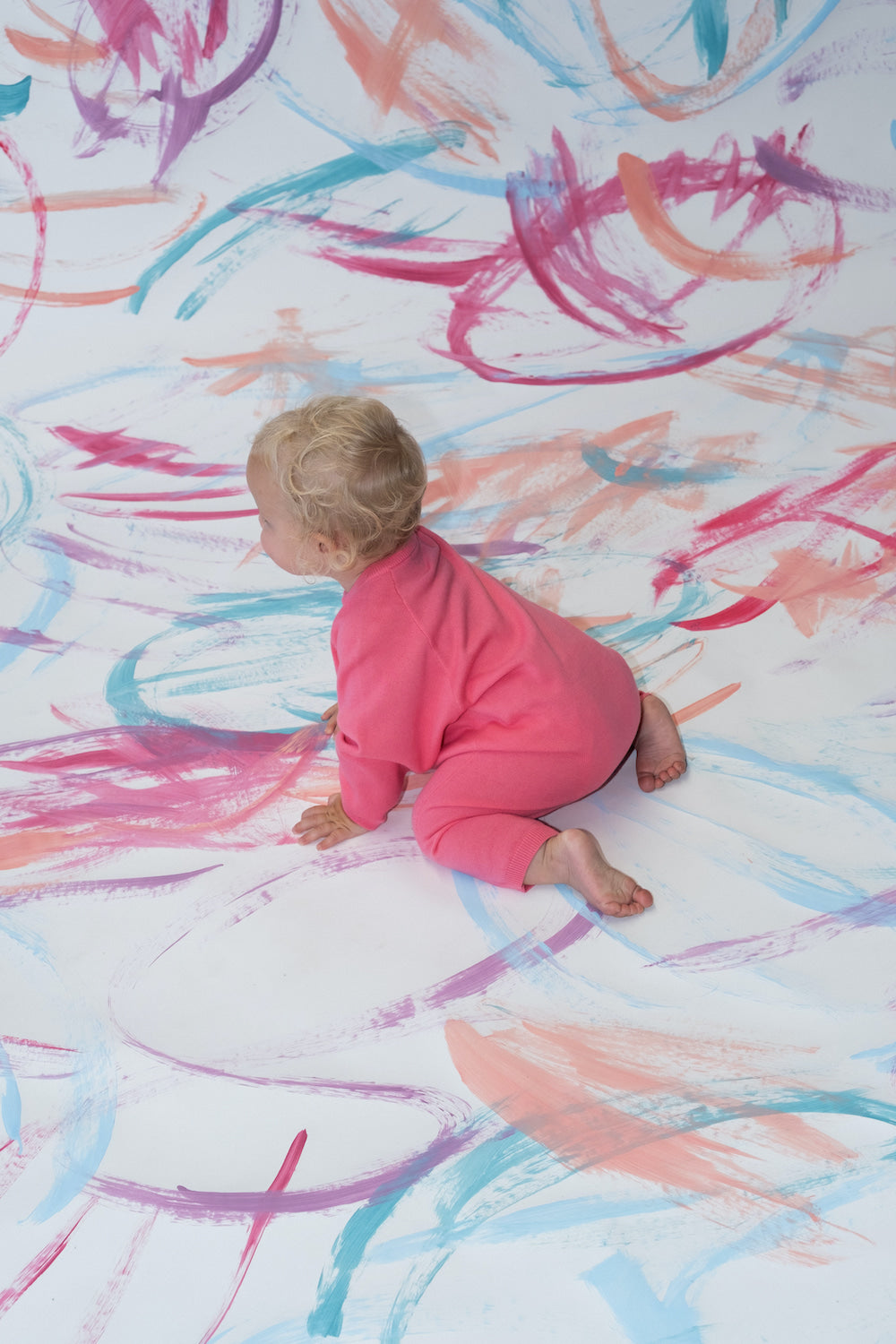 Grown - Organic Knit Zipper Starsuit Bright Sorbet