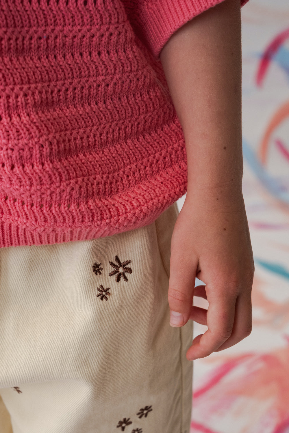 Grown - Organic Denim Wild Flower Embroidery Pant Milk