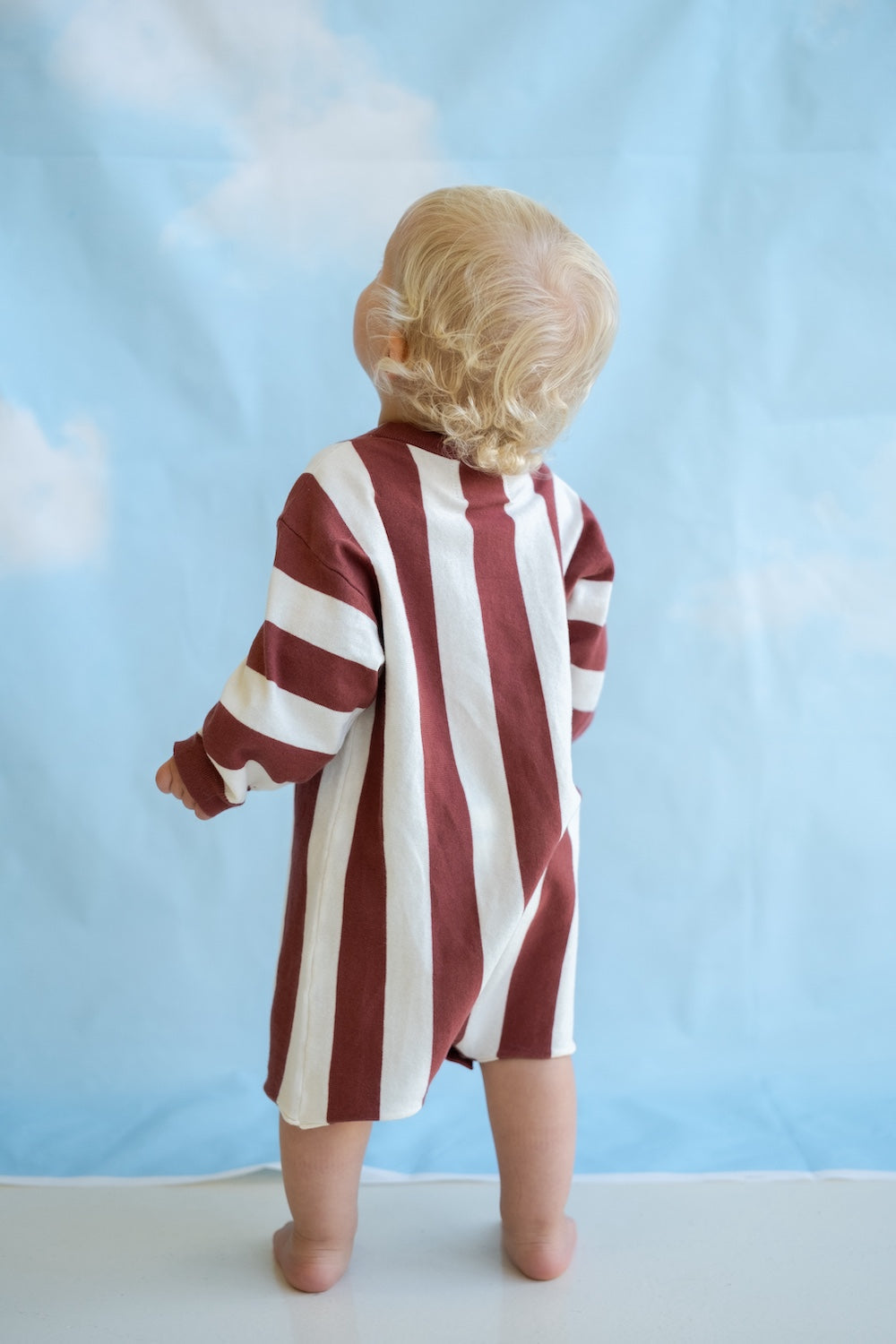 Grown - Organic Knitted Stripe Romper Maroon