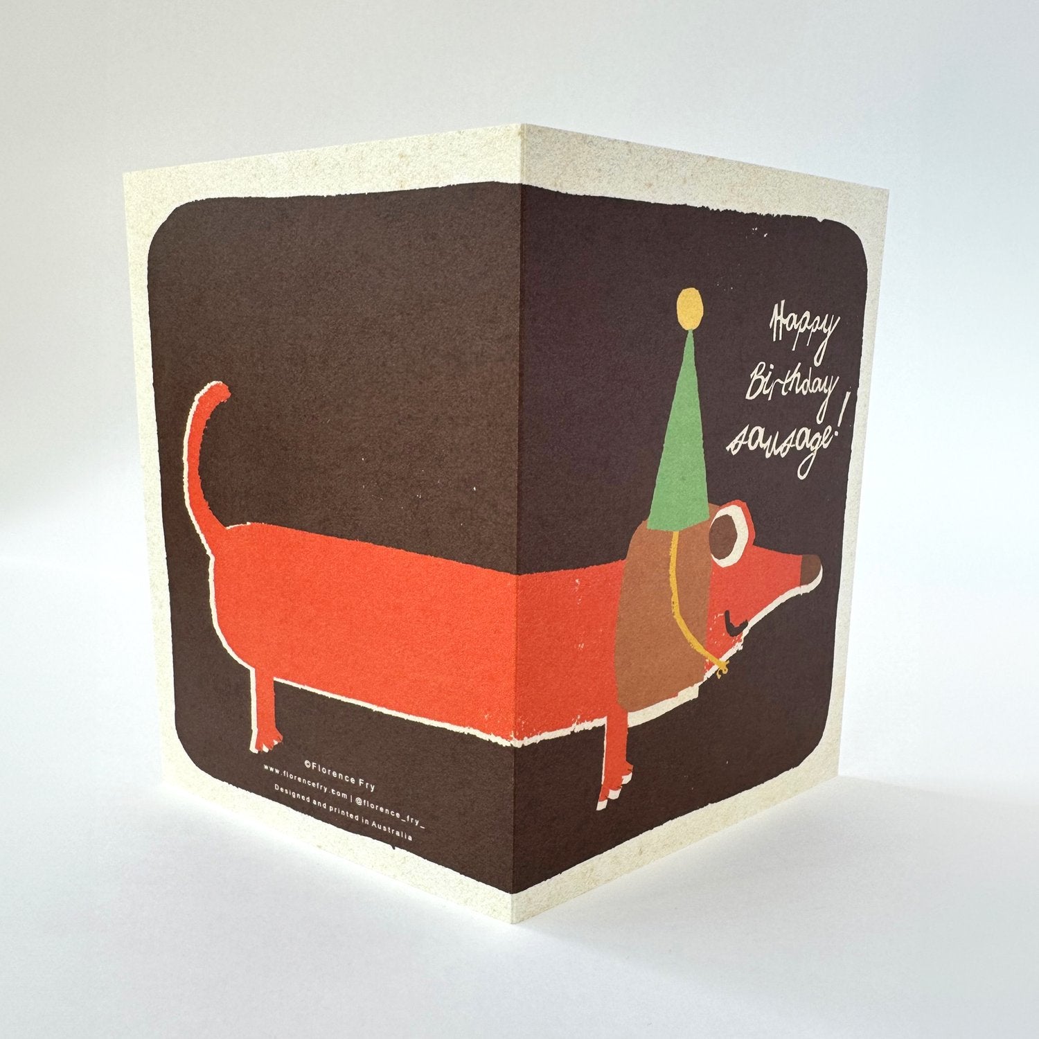 Florence Fry - Birthday Greeting Card "Happy Birthday Sausage"