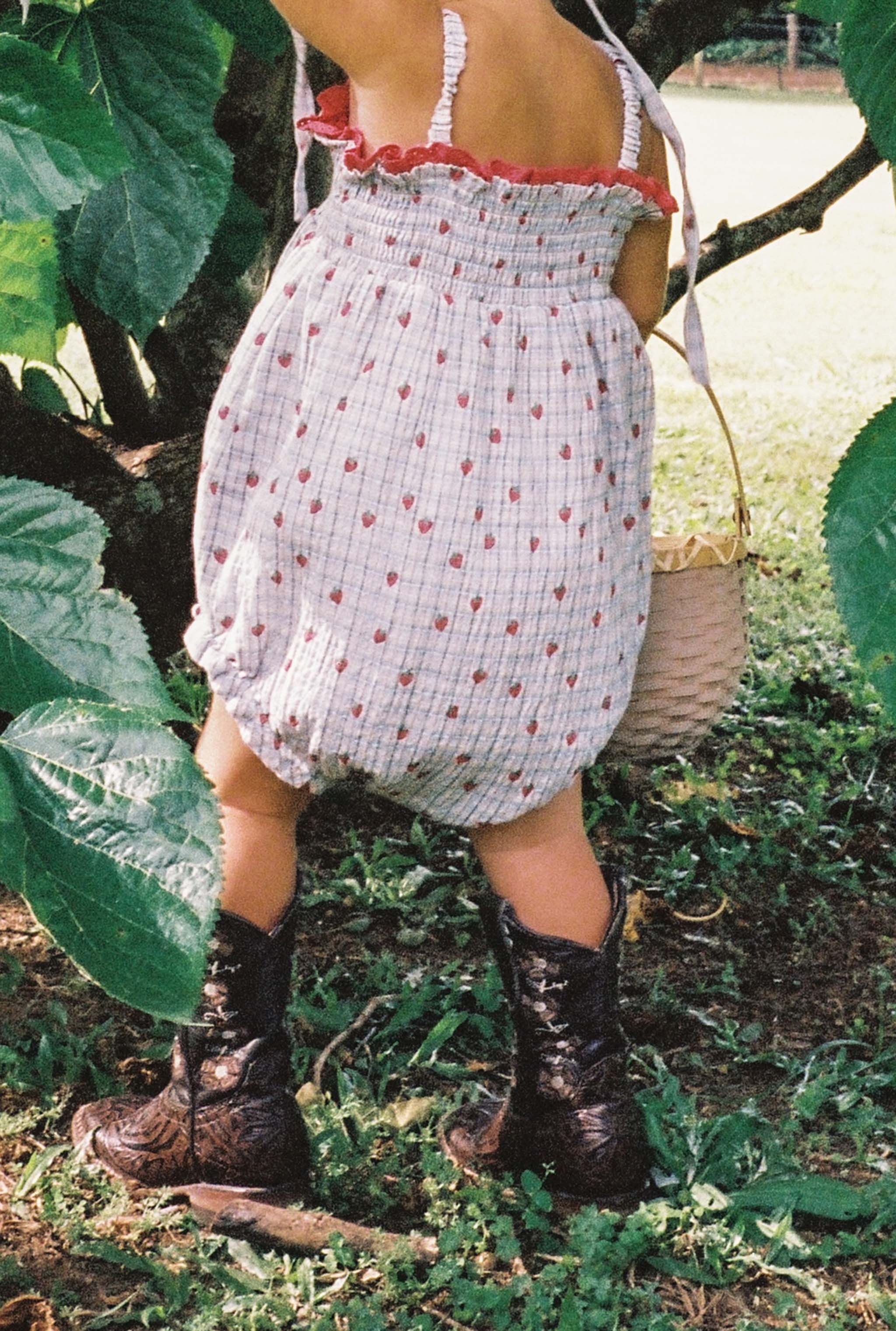 Lottie Romper Strawberry Check