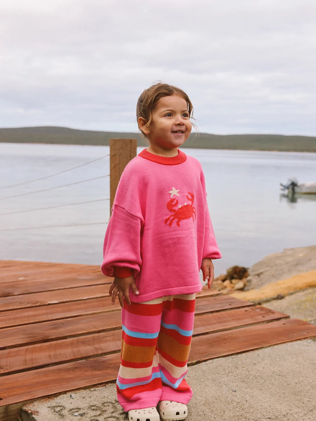 Small Swim Club - Coral Stripe Pants