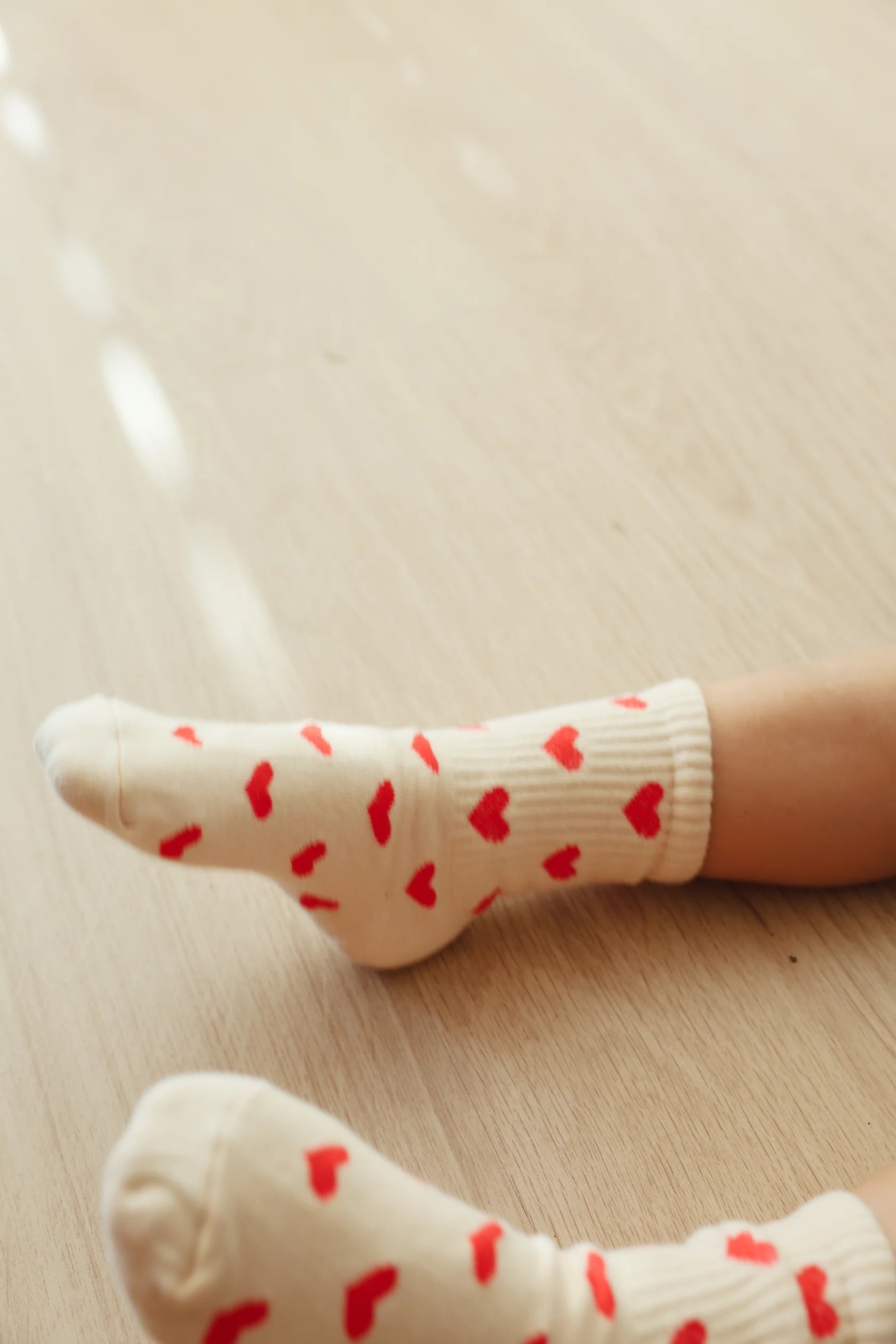 The all heart socks on a little kids.