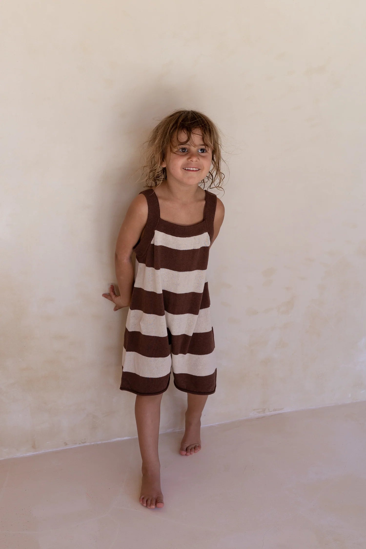 Illoura the Label - Lightweight Knit Romper Choc Stripe