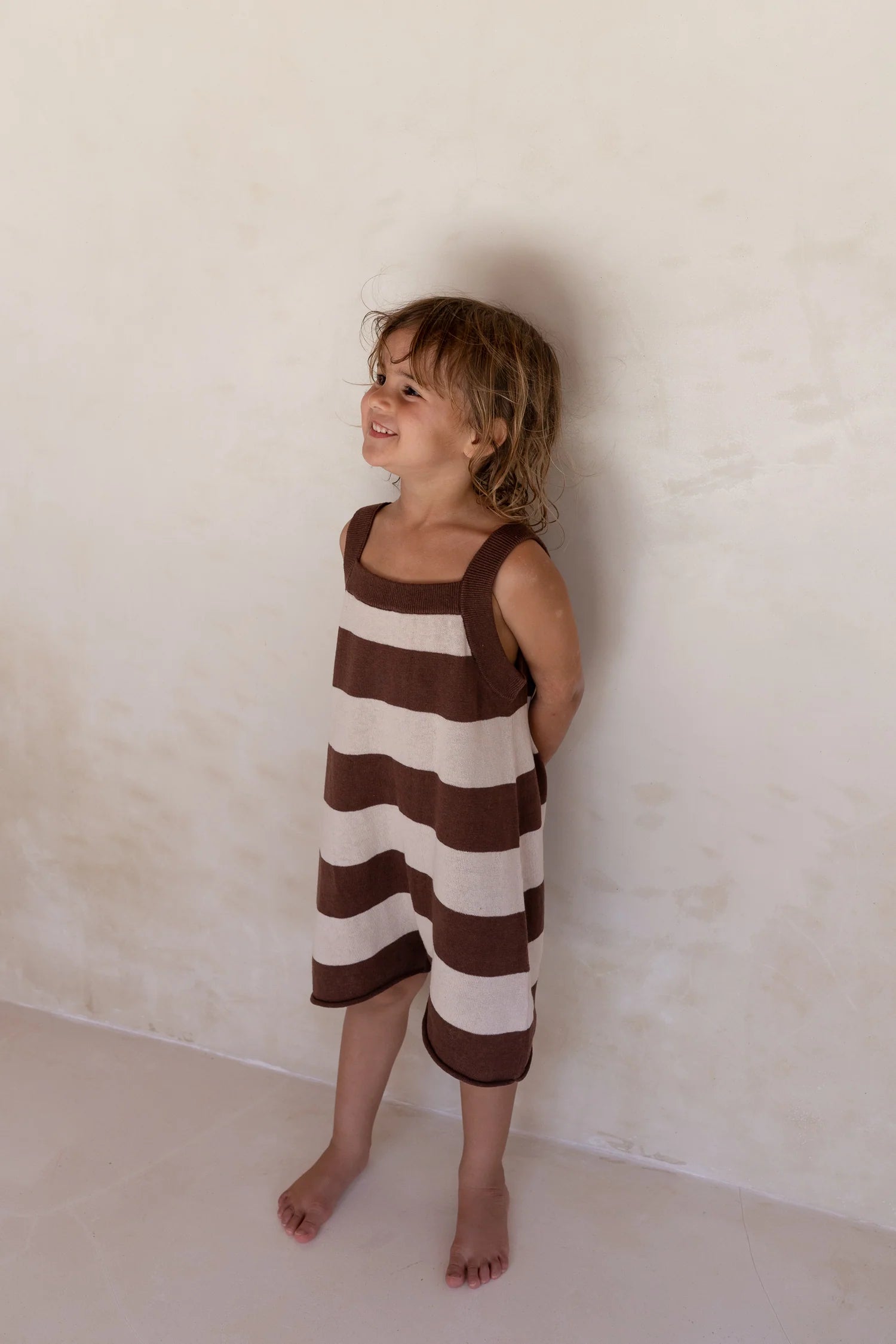 Illoura the Label - Lightweight Knit Romper Choc Stripe