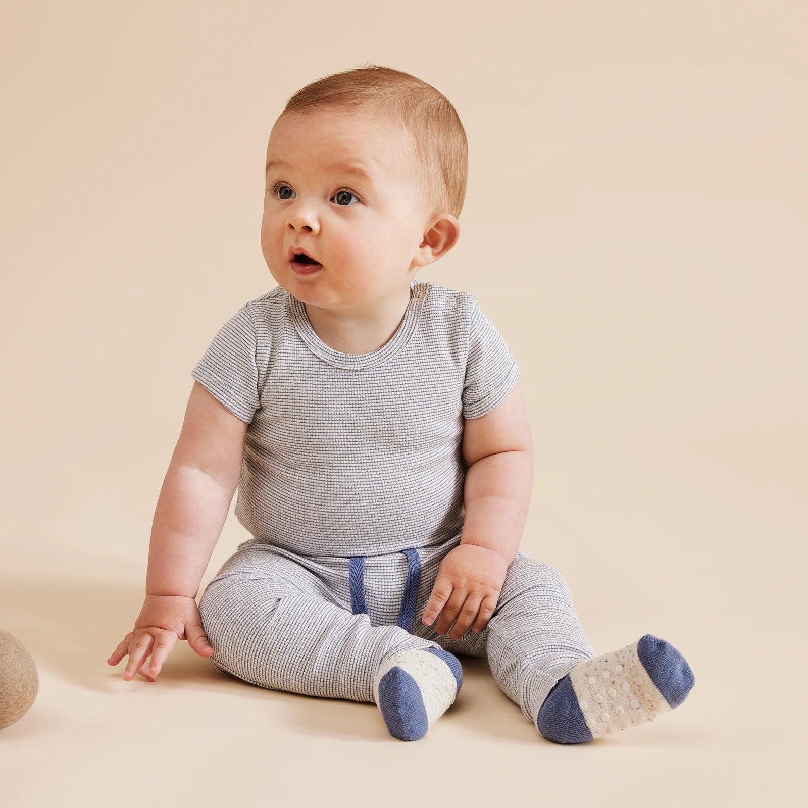 Wilson & Frenchy - Organic Stripe Rib Bodysuit Rain Drop