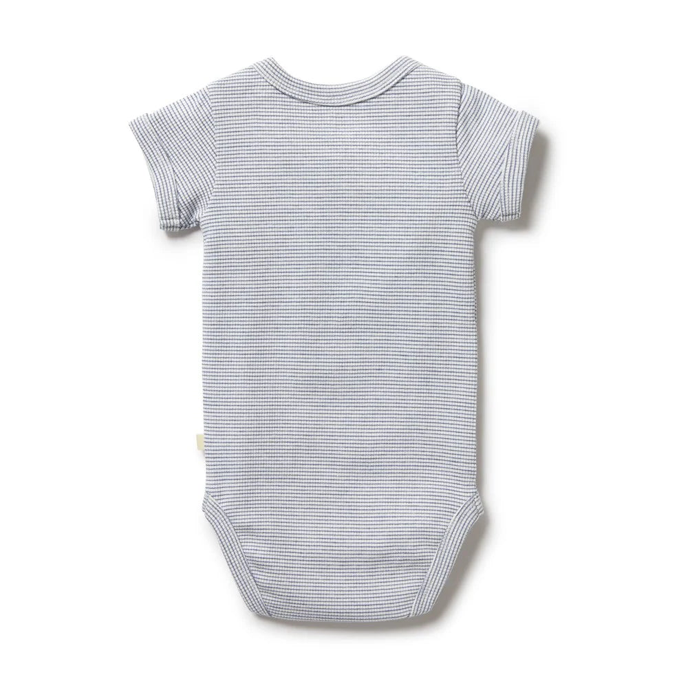 Wilson & Frenchy - Organic Stripe Rib Bodysuit Rain Drop