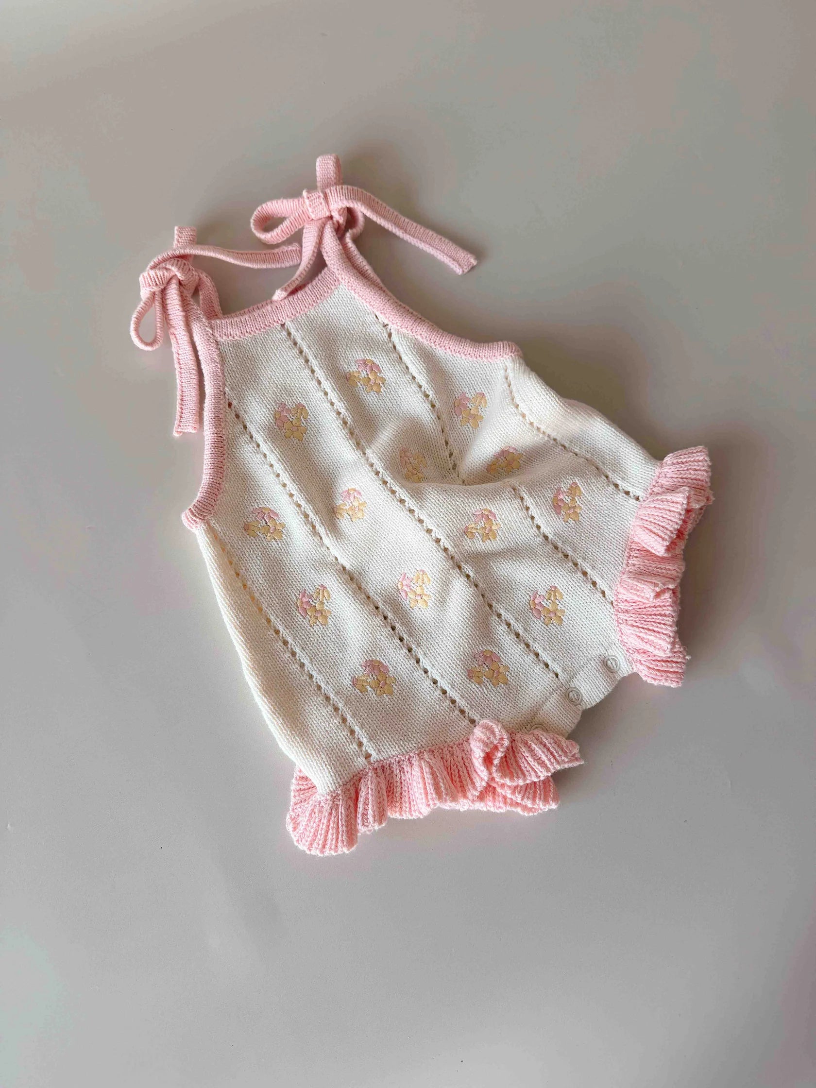 Freckles the Label - Bloom Pointelle Tie Romper Cosmos