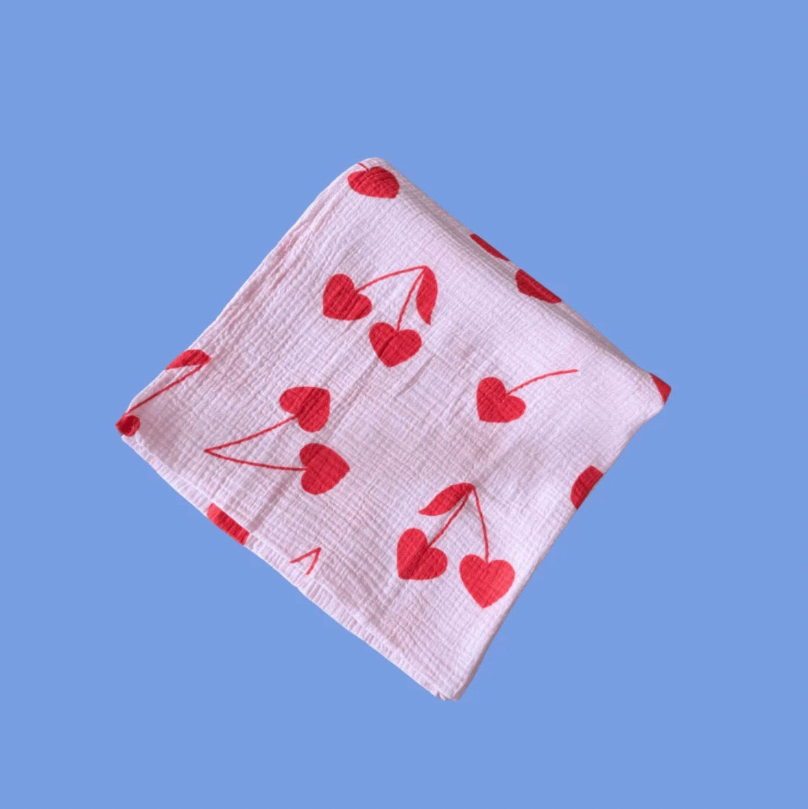 Golden Child - Cherry Heart Organic Cotton Baby Muslin Wrap Swaddle