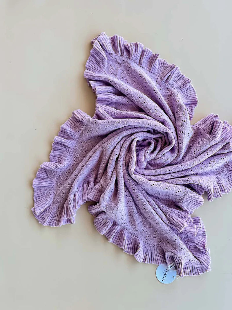 Freckles the Label - Mila Pointelle Frill Blanket Lilac
