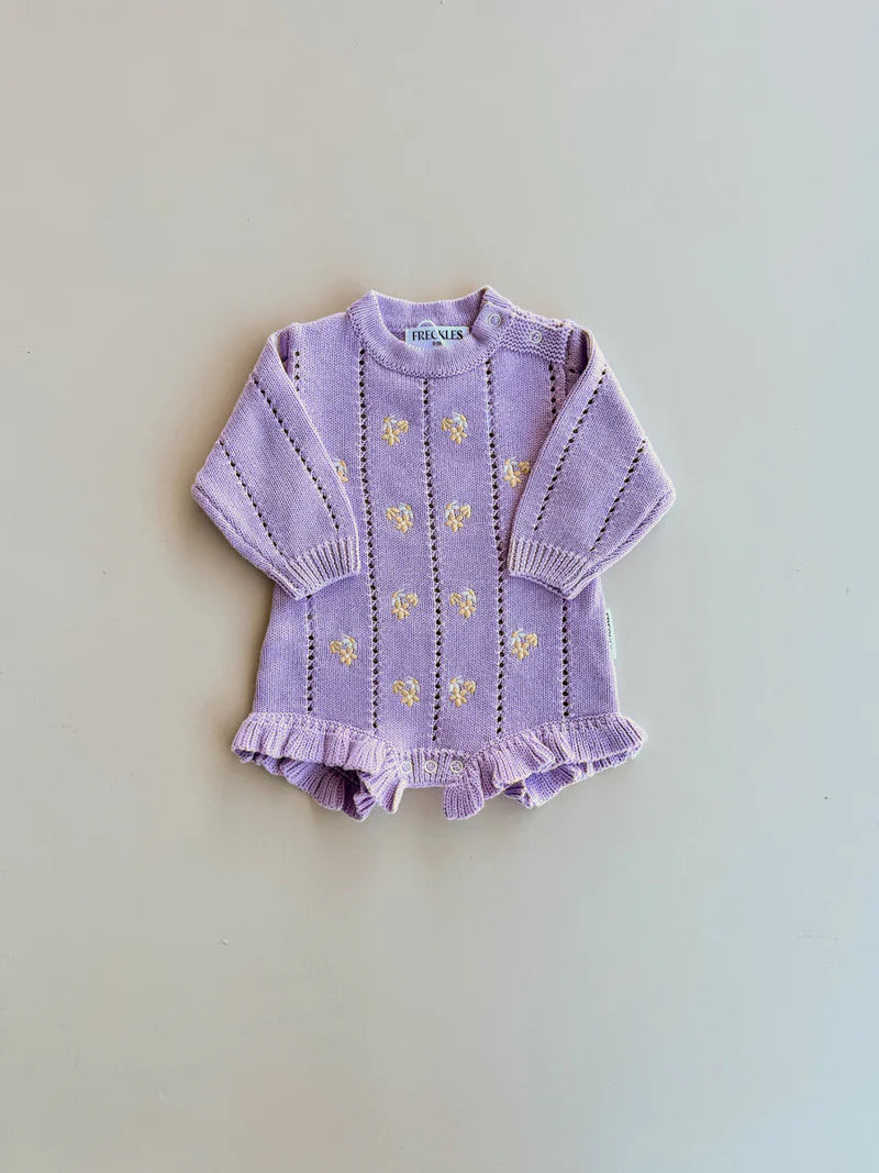 Freckles the Label - Bloom Pointelle LS Romper Aster