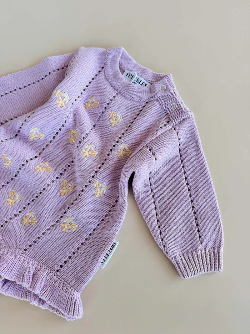 Freckles the Label - Bloom Pointelle LS Romper Aster