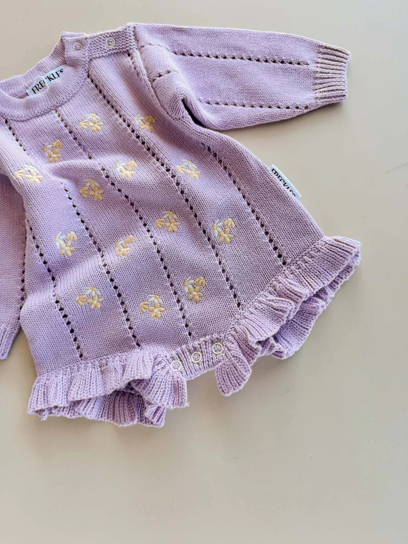 Freckles the Label - Bloom Pointelle LS Romper Aster