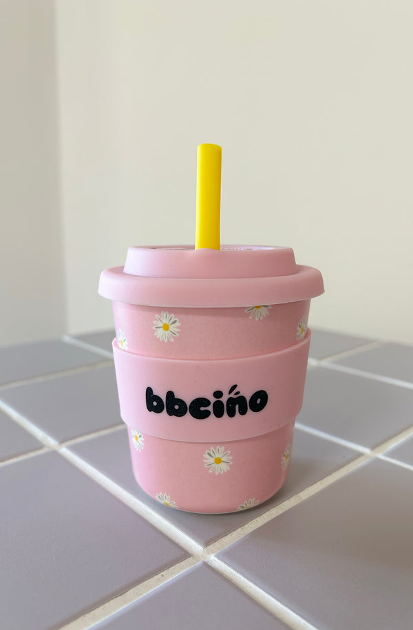 Reusable BambinoCino Cup 240ml Daisy Baby Pink