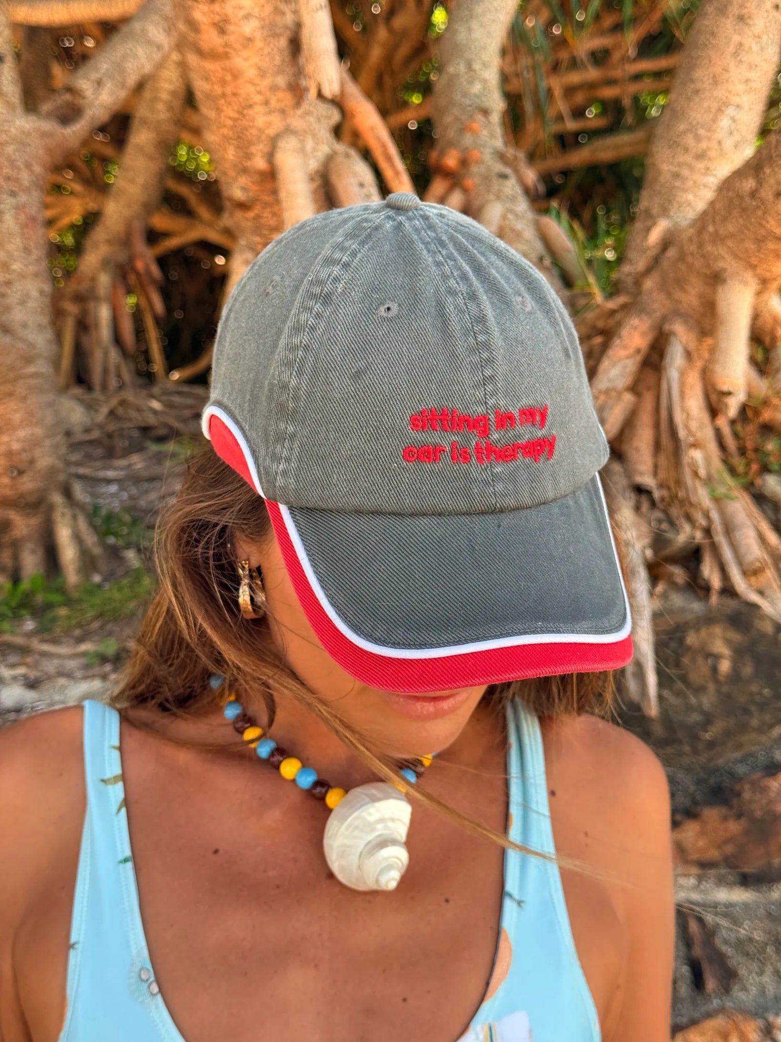 Spicy Dugong - Sitting In My Car Is Therapy Cap Red