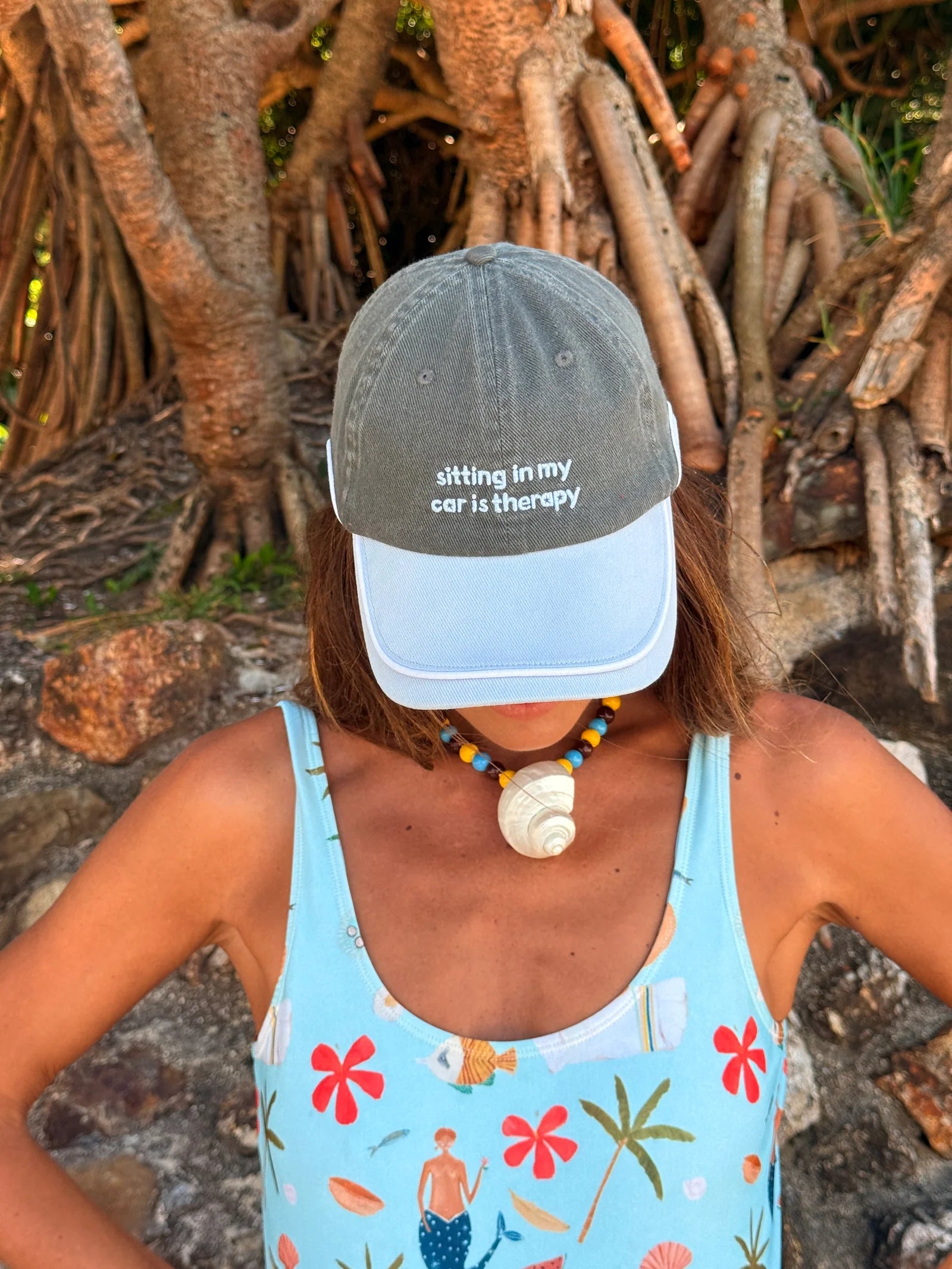 Spicy Dugong - Sitting In My Car Is Therapy Cap Blue