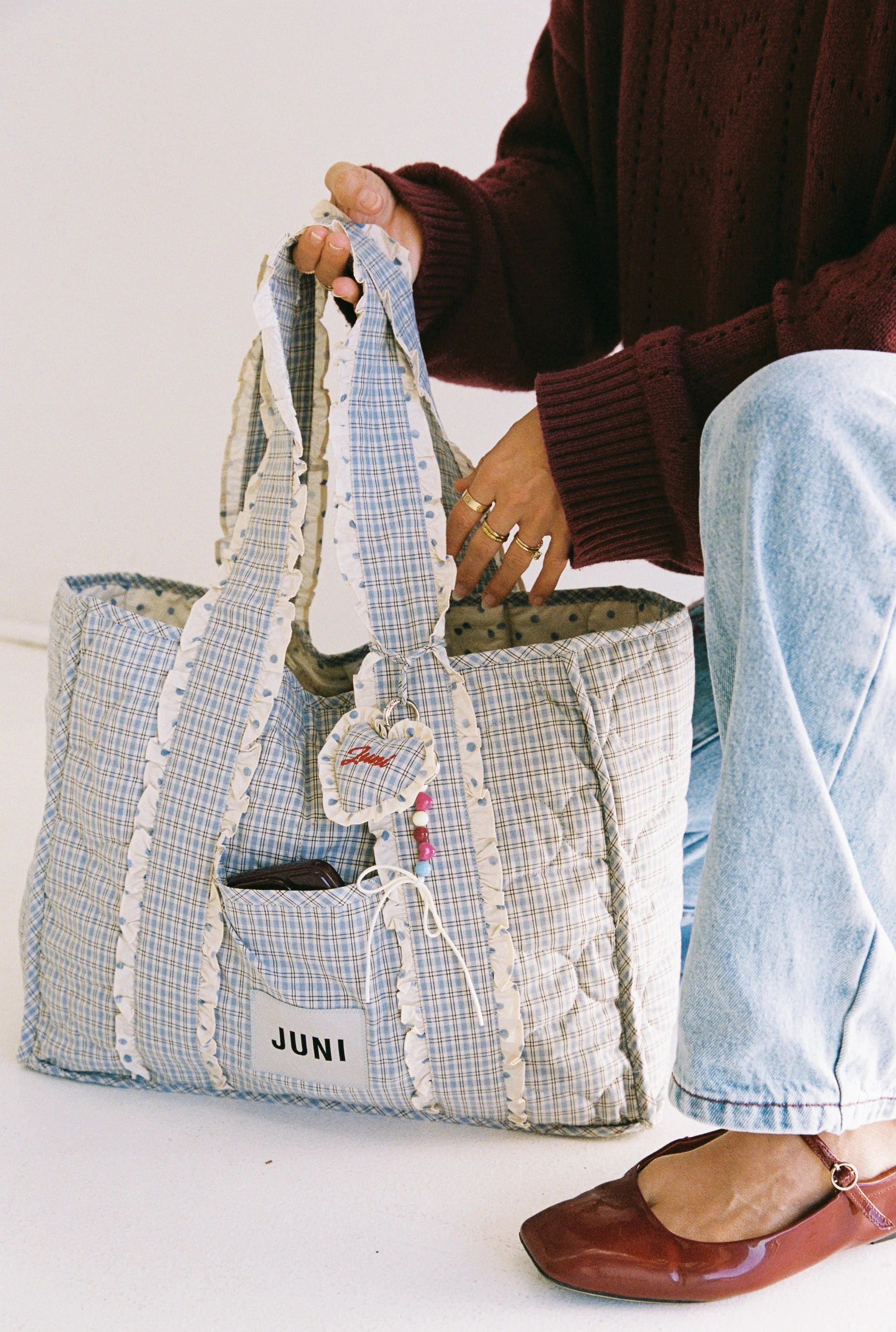 JUNI - The Everything Bag Blue Check