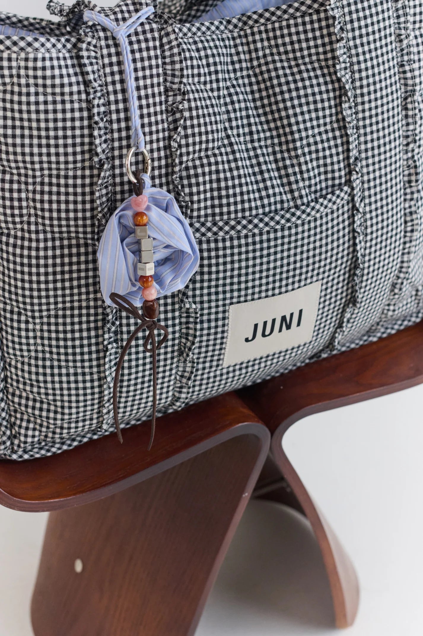 PRE-ORDER JUNI - Rose Bag Charm Blue Stripe
