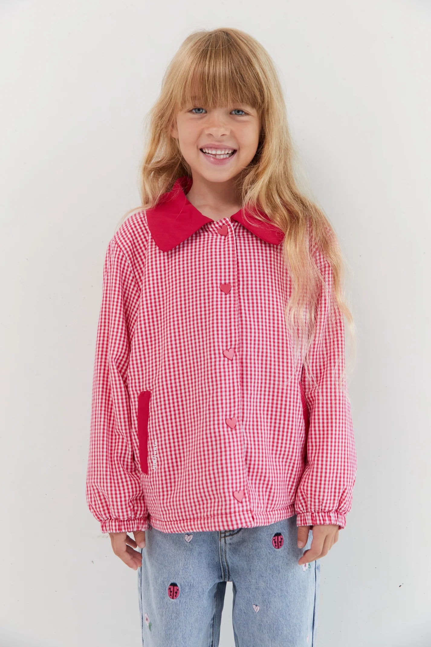 JUNI JNR - Sienna Padded Jacket Raspberry Gingham