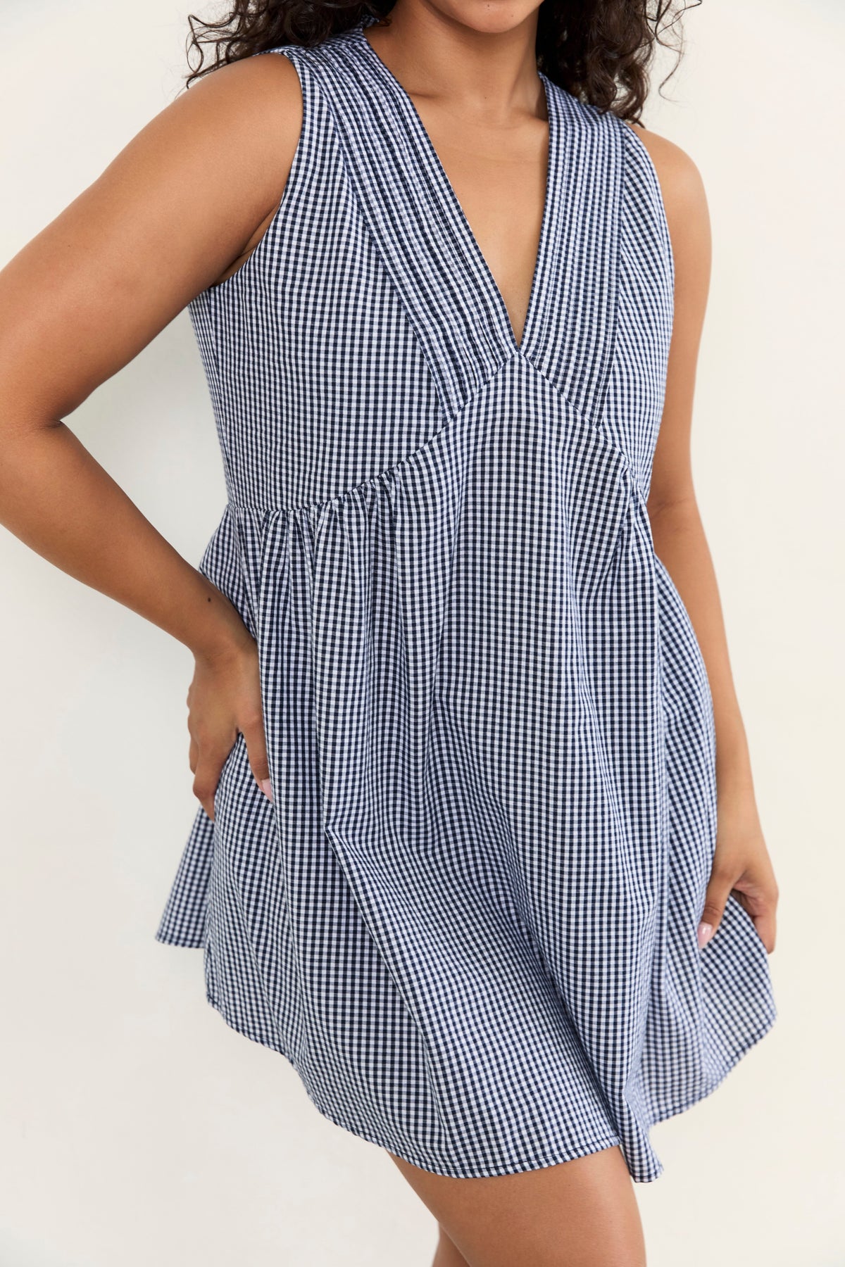 Juni Hunter Mini Dress Midnight Check