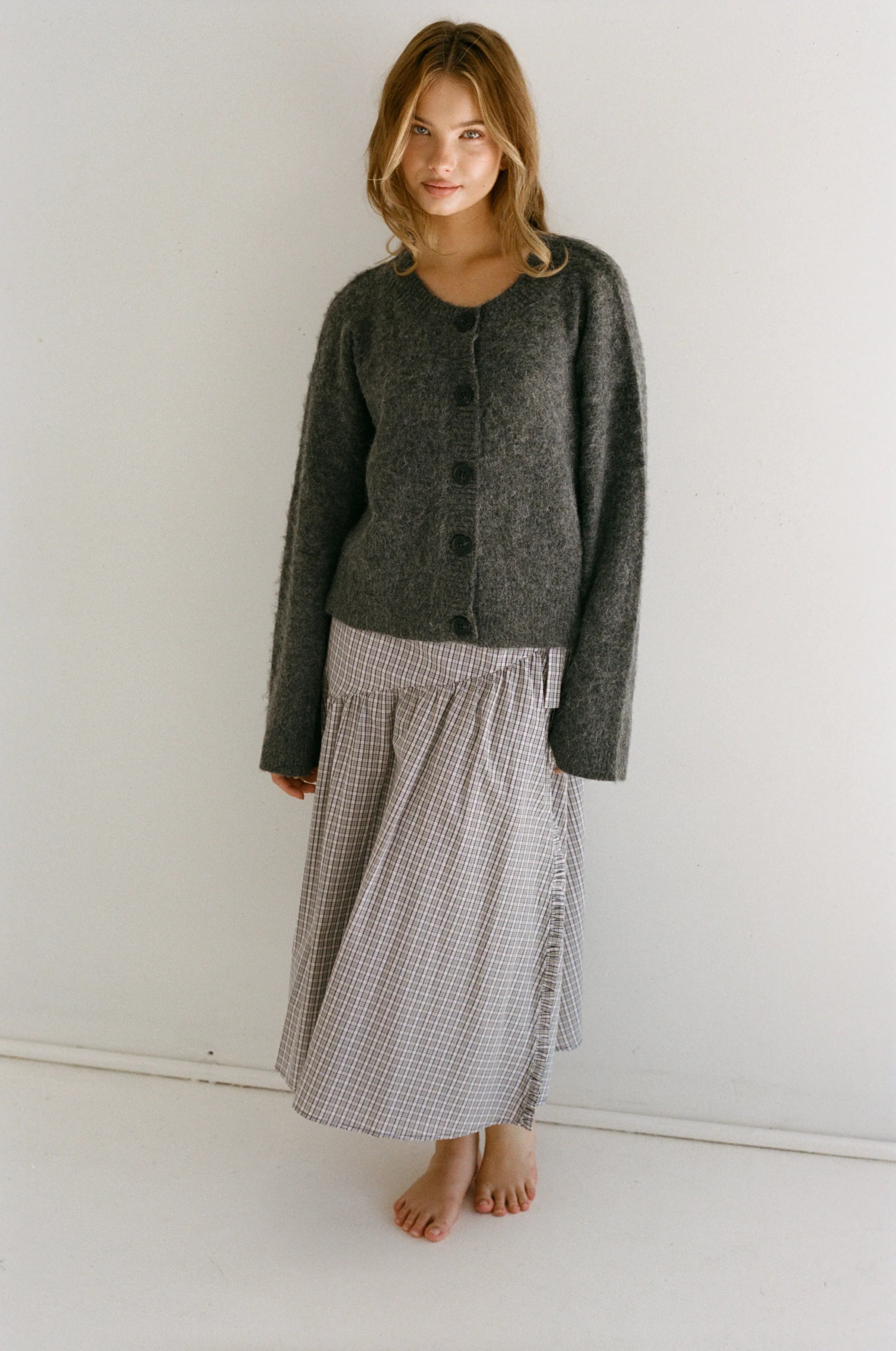 JUNI - Billie Knit Cardigan Grey