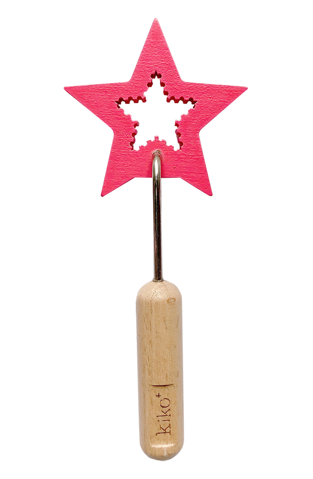 A pink start bubble wand.