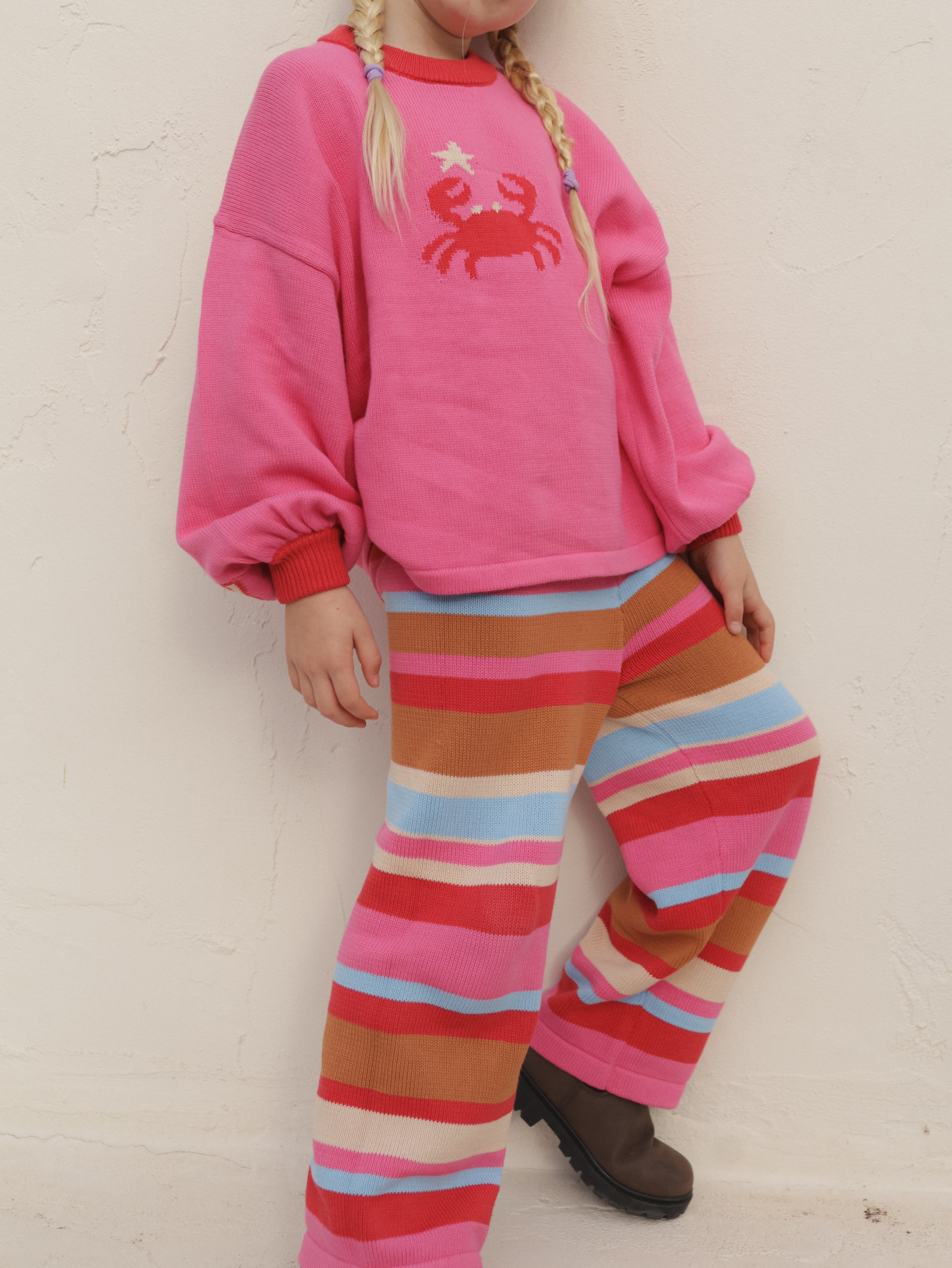 Small Swim Club - Coral Stripe Pants