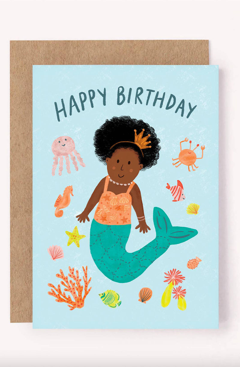 Birthday Greeting Card Mermaid "Happy Birthday"