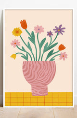 Illustrated Flower Vase Print