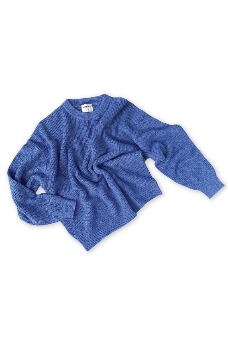 Grown - Ladies Textured Slub Organic Knit Pull Over Cobalt - Size L