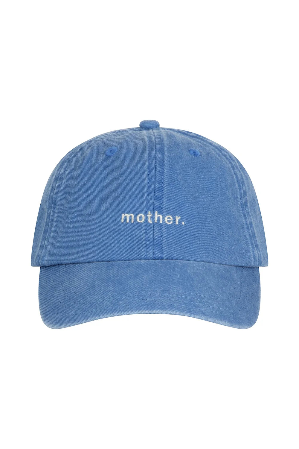 The LENN LABEL "Mother Cap Sea" features a blue cotton canvas design with "mother." embroidered in white cream on the front and an adjustable back for a perfect fit.