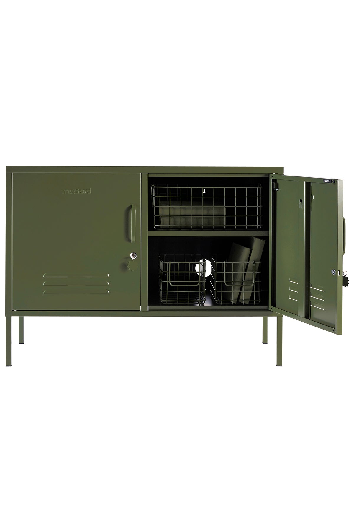 The lowdown locker in olive.