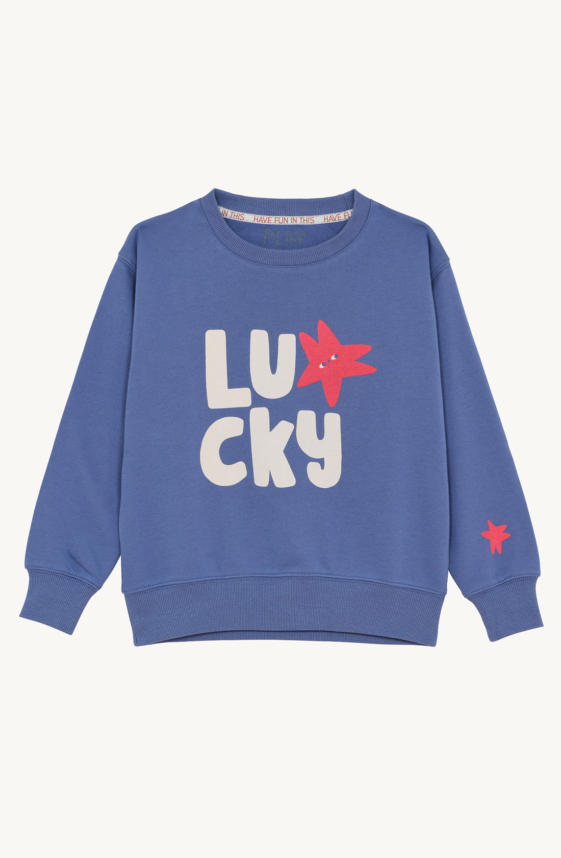 PLAYetc Lucky Star Sweater in blue.