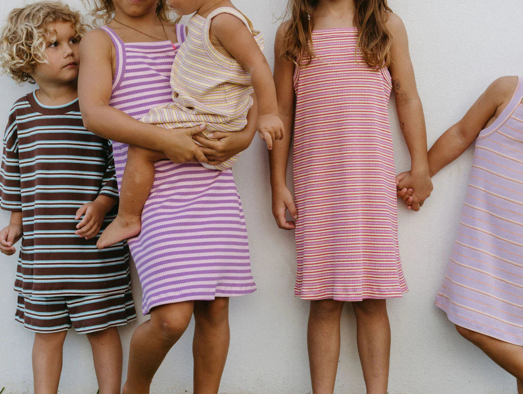 Loaila - Bobbi Rib Dress Raspberry Stripe