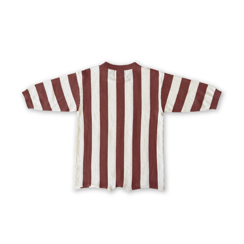Grown - Organic Knitted Stripe Romper Maroon