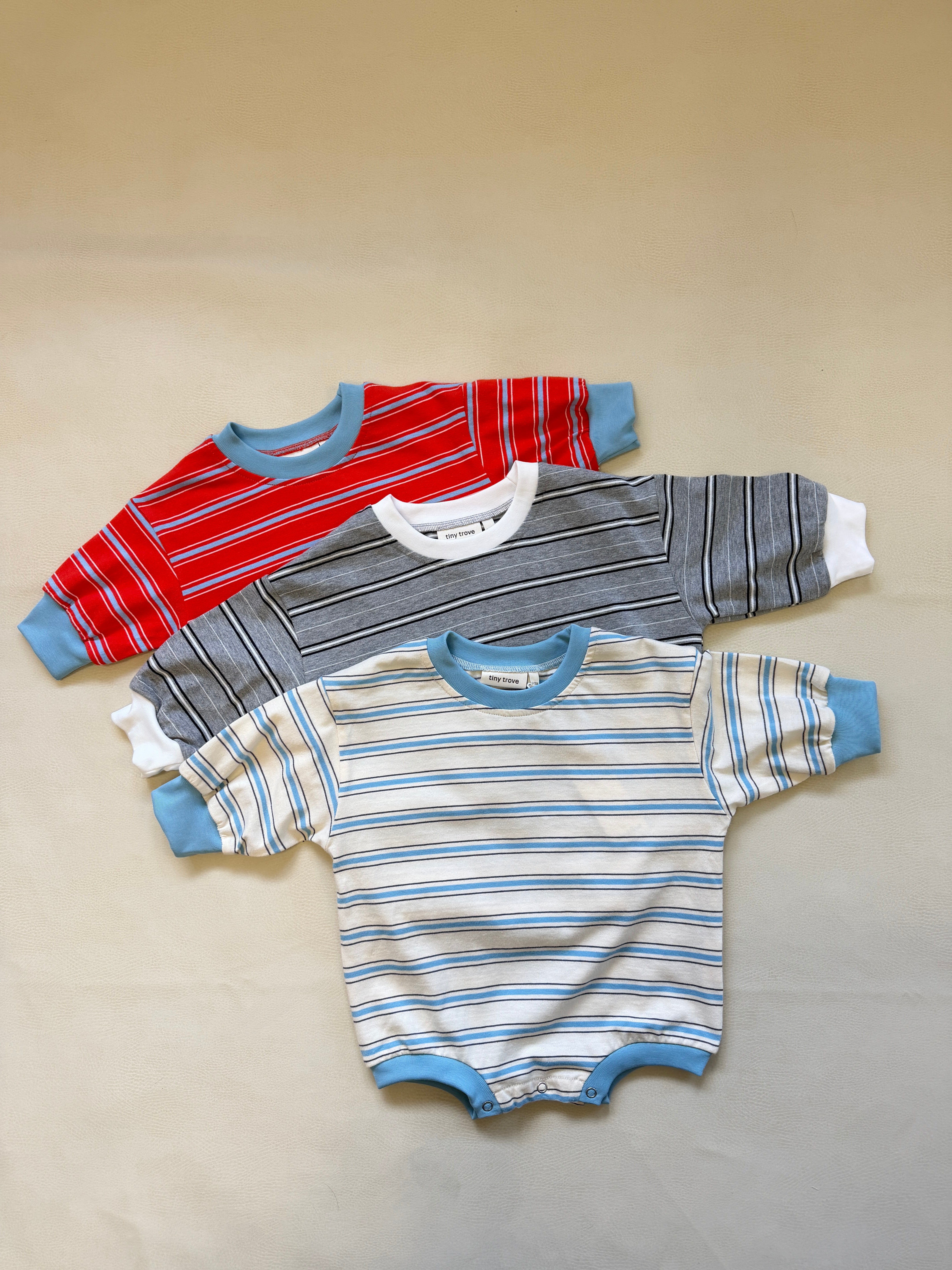 Tiny Trove - Mattie Stripe Bodysuit Cream/Blue