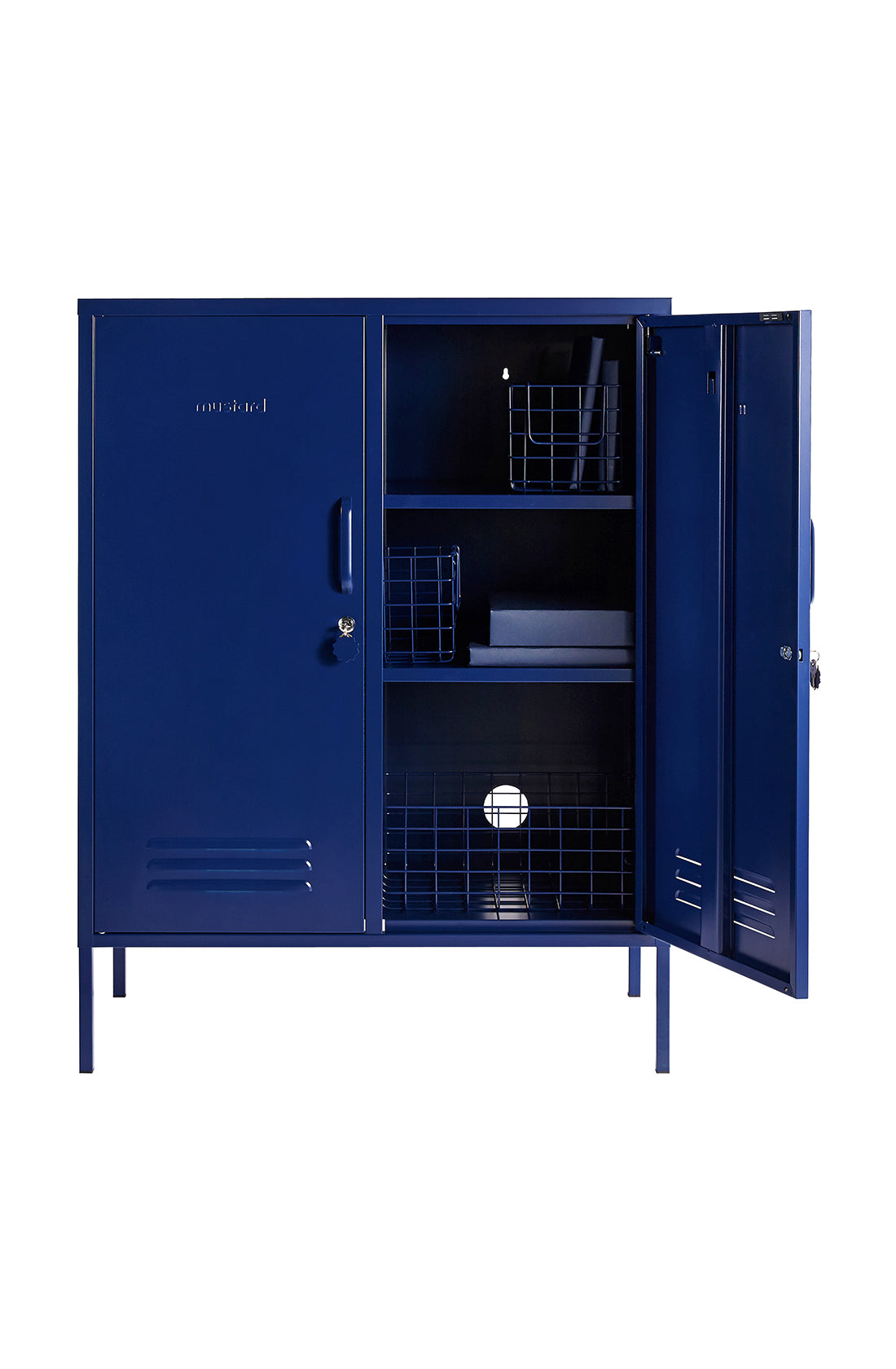 The midi locker in navy.