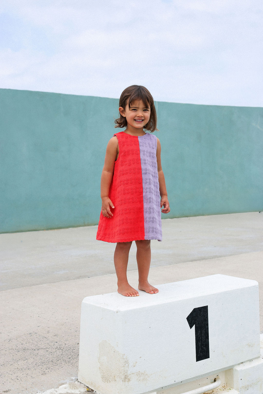 Grown - Bubble Terry Towelling Dress Fiesta & Mauve