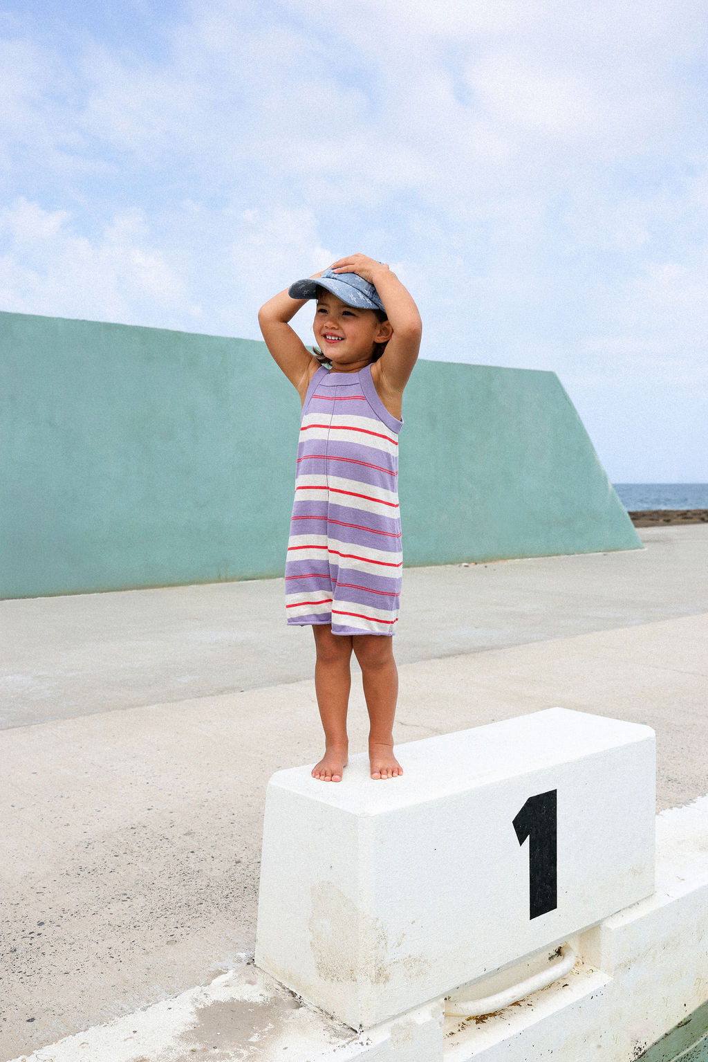 Grown - Organic Knitted Club Stripe Romper Mauve