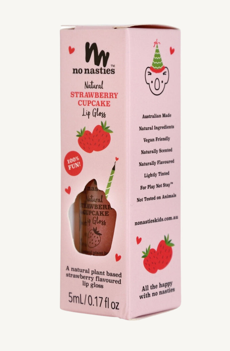 Natural Kids Lip Gloss Wand Strawberry Cupcake - Pink